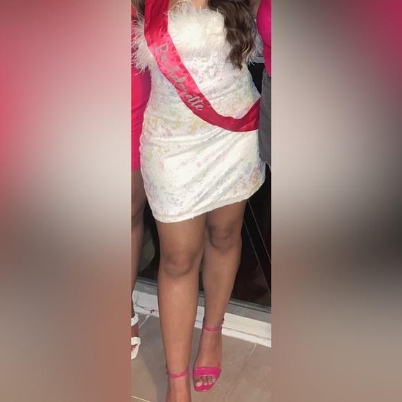 Strapless White Sequin Dress - Picture 2 of 2